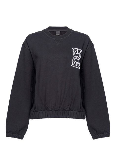 Crew-neck sweatshirt with Love Birds Monogram patch PINKO | sweaters | 103713 A23CZ99